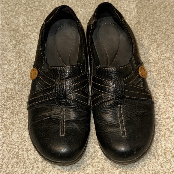 Clarks Womens Comfy Black Ashland Leather Slip on Loafers Size 9.5 - Picture 2 of 10